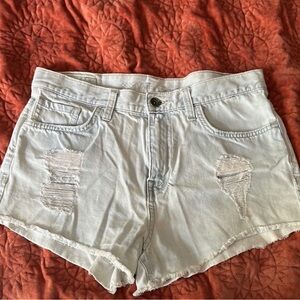 Vans Blue Jean Shorts Distressed Summer Style
